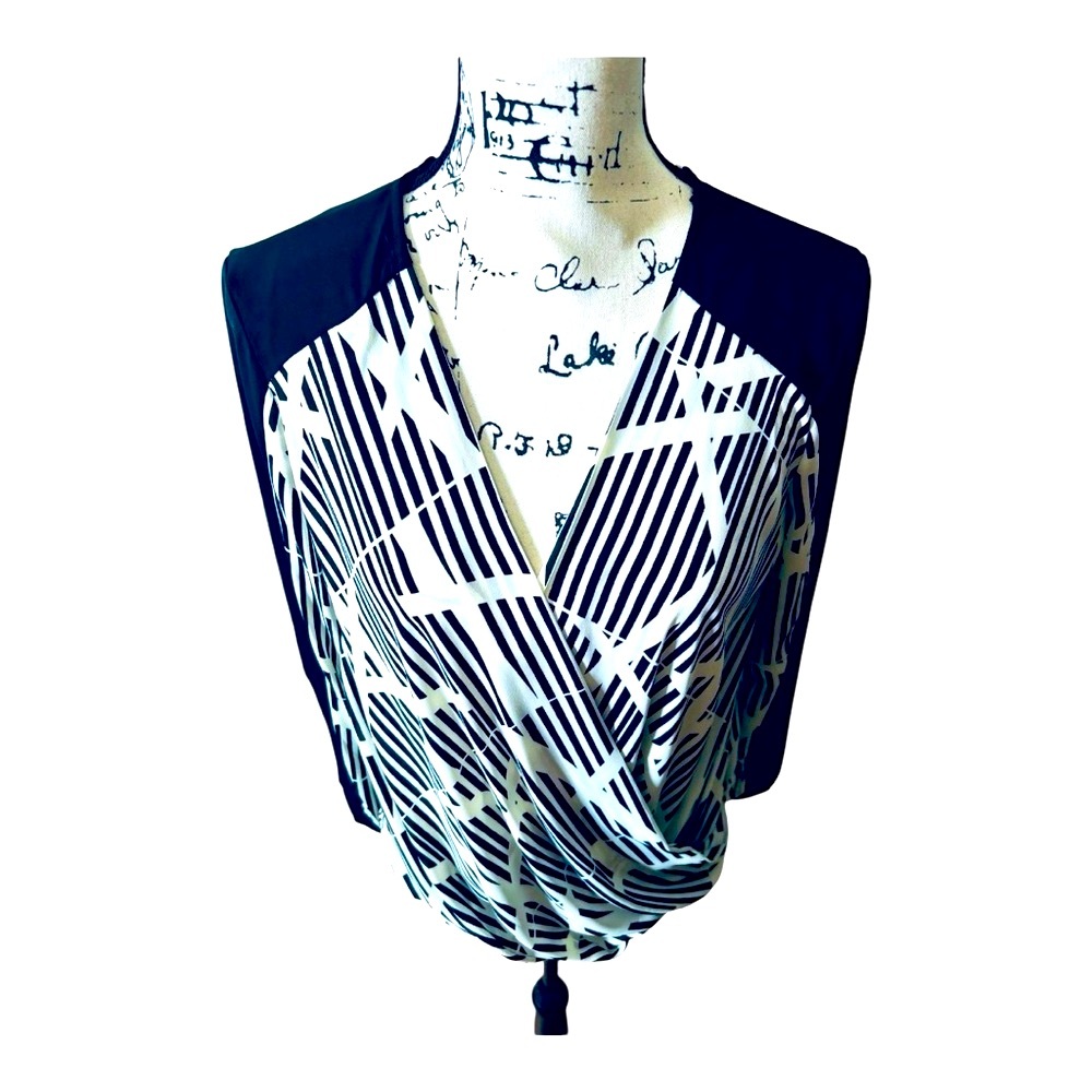 Astr Black and White Striped Blouse